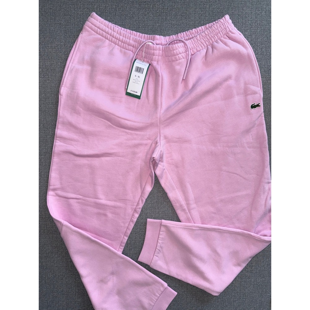 NEW NWT Lacoste Mens Tapered Fit Pink Sweatpants Joggers Cotton Fleece 6-XL US